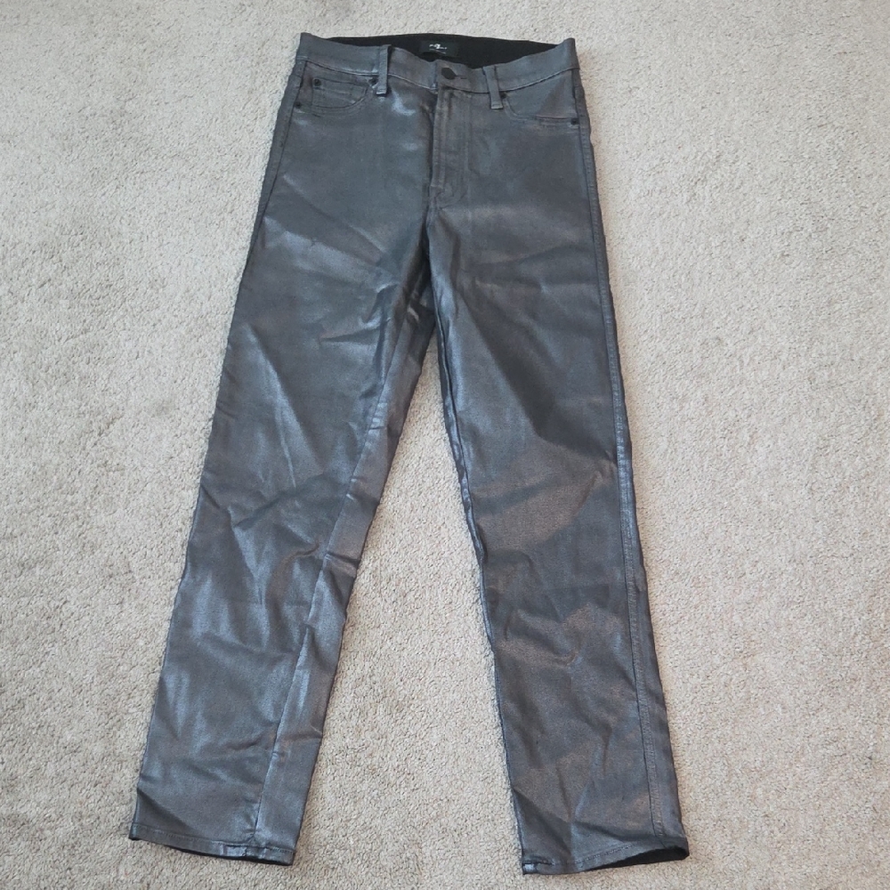 7 For All Mankind Silver Metallic Jeans